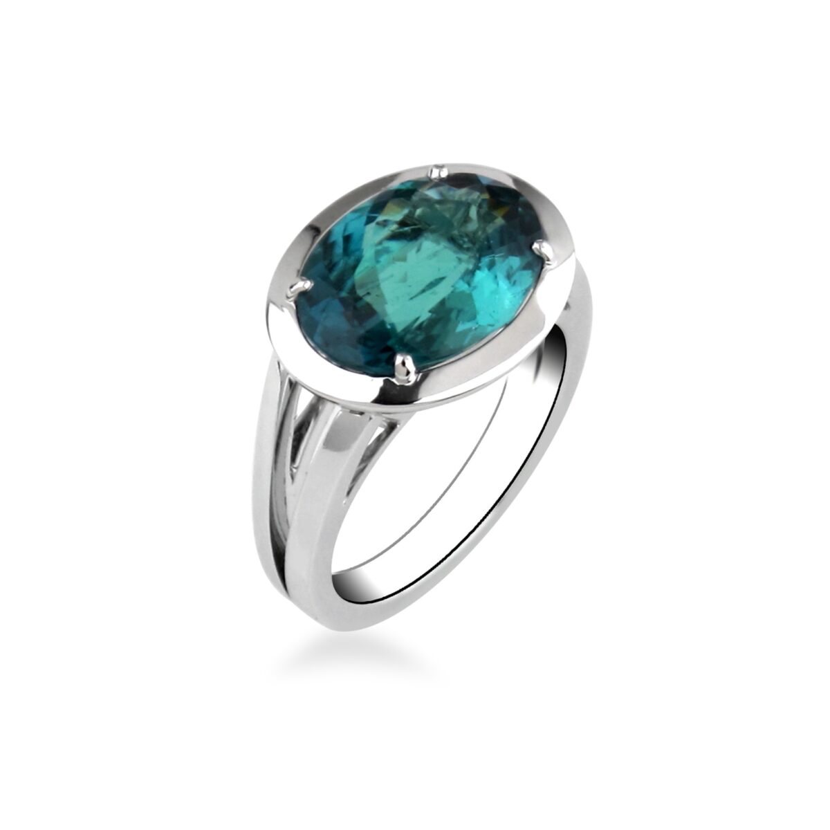 Bague tourmaline bleu vert