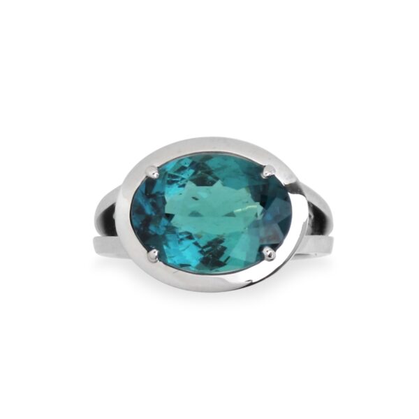 Bague tourmaline bleu vert