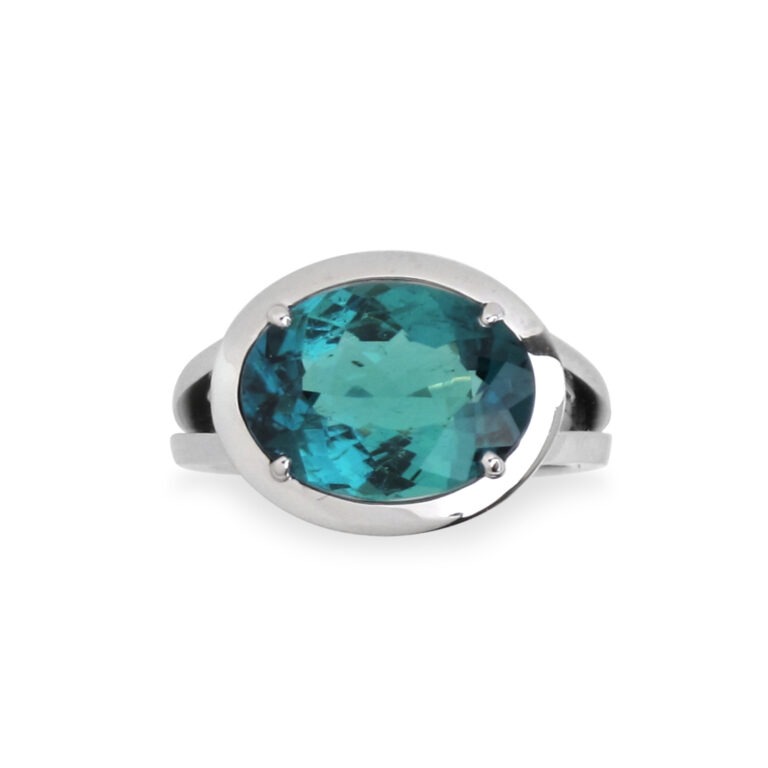 Bague tourmaline bleu vert