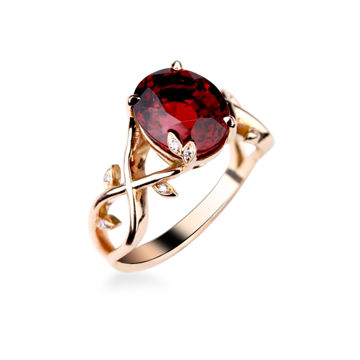 Bague or rose tourmaline