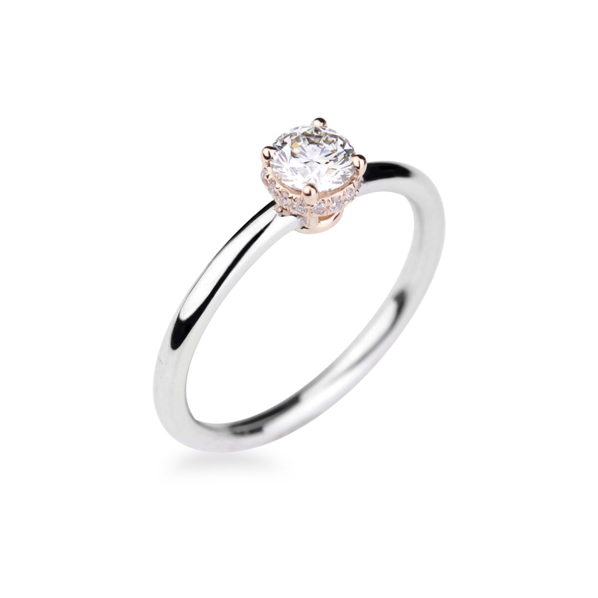 Solitaire diamants or rose et or blanc