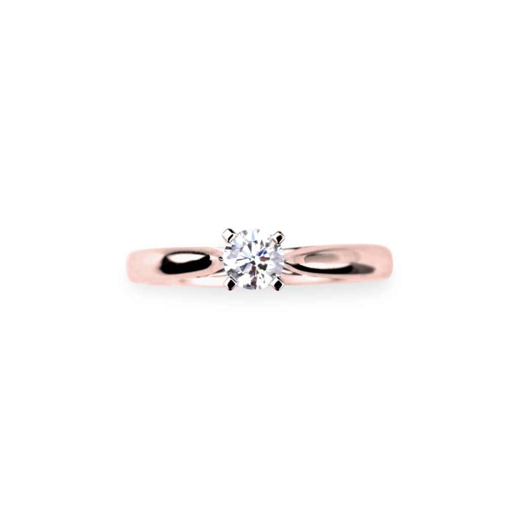 Solitaire diamant taille brillant or rose