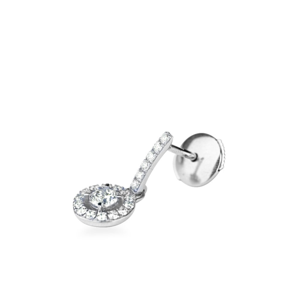 Boucles d'oreilles or blanc et diamants