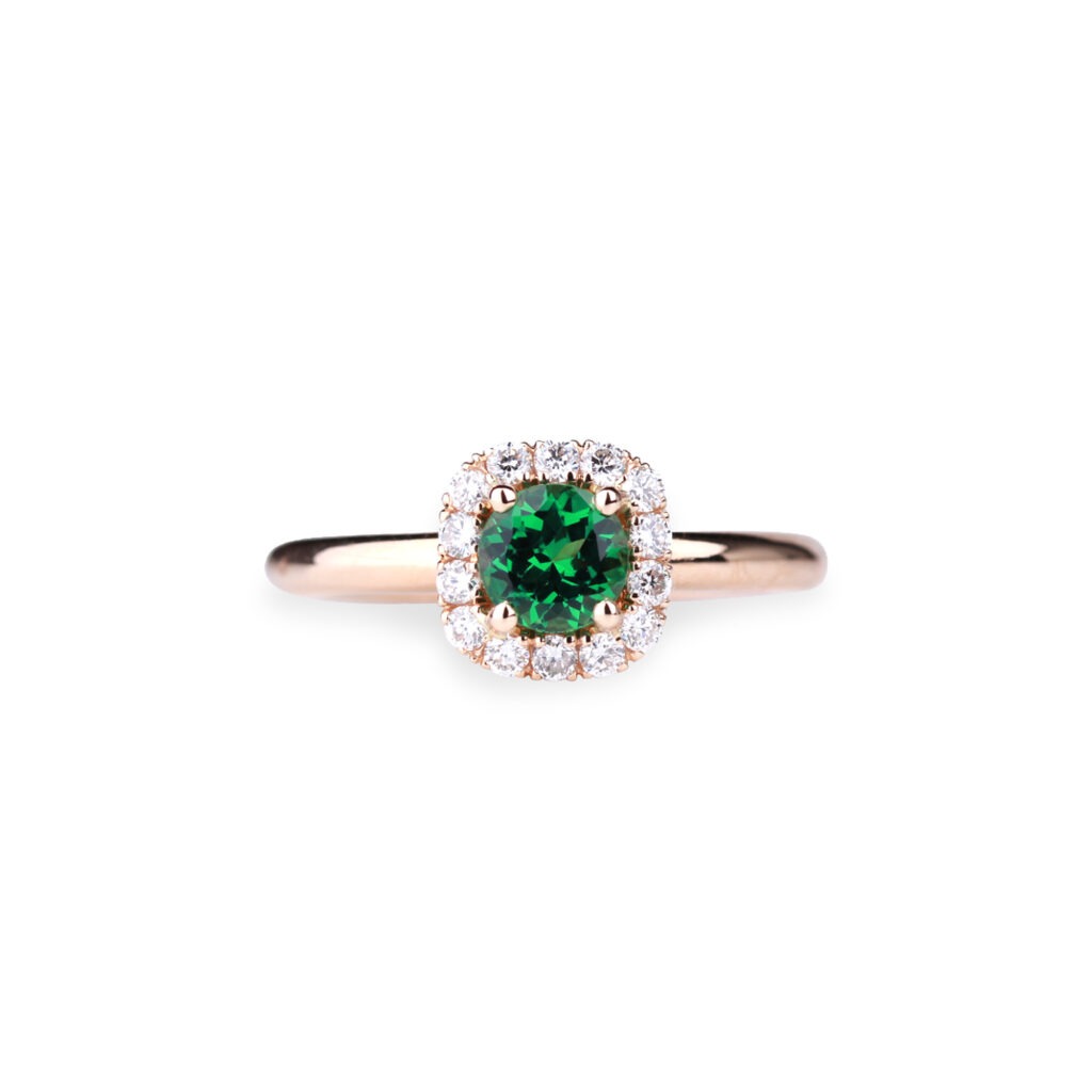 Bague grenat vert tsavorite