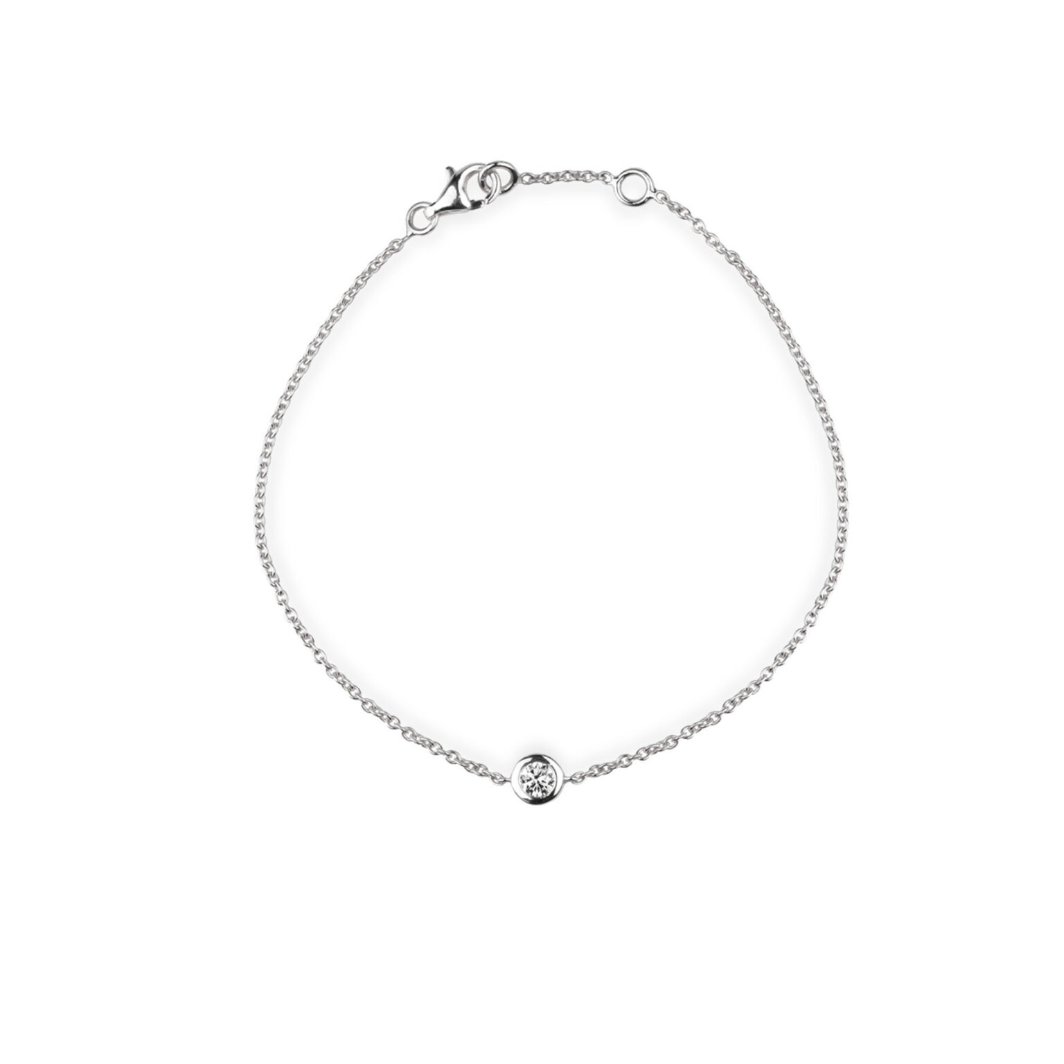 Bracelet solitaire or blanc diamant