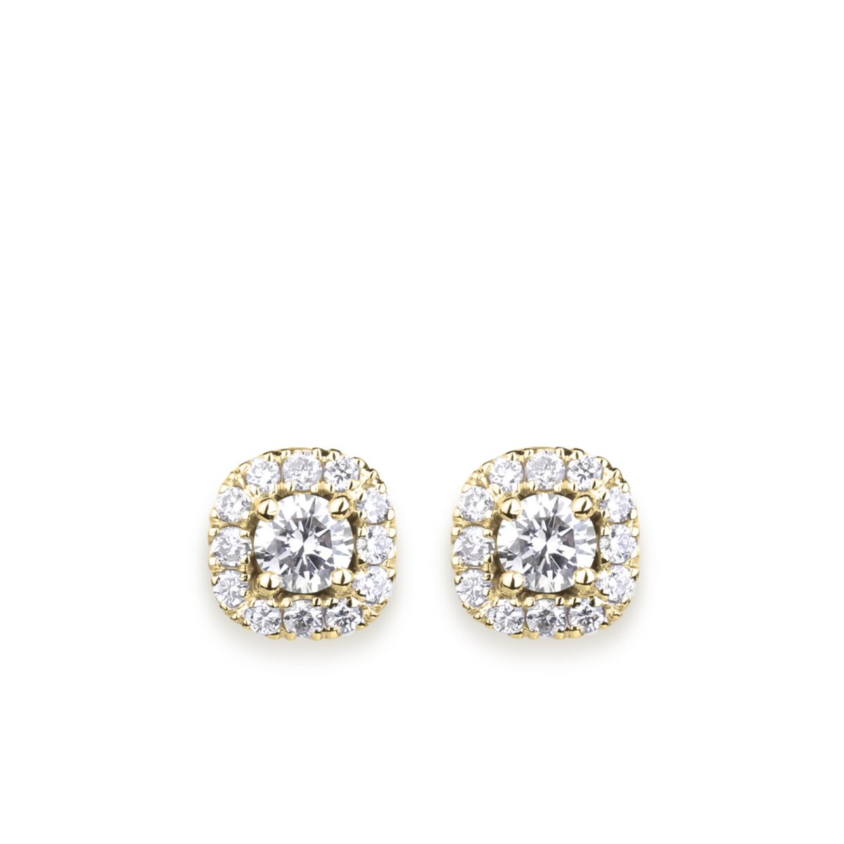 Boucles d'oreilles diamants or jaune.