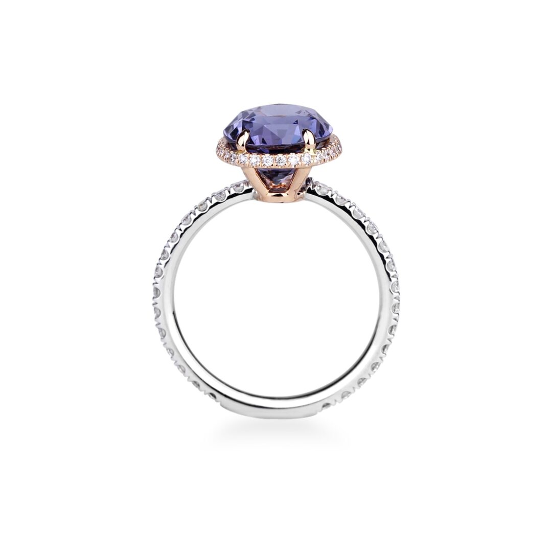 Bague spinelle parme et diamants Collection Crown
