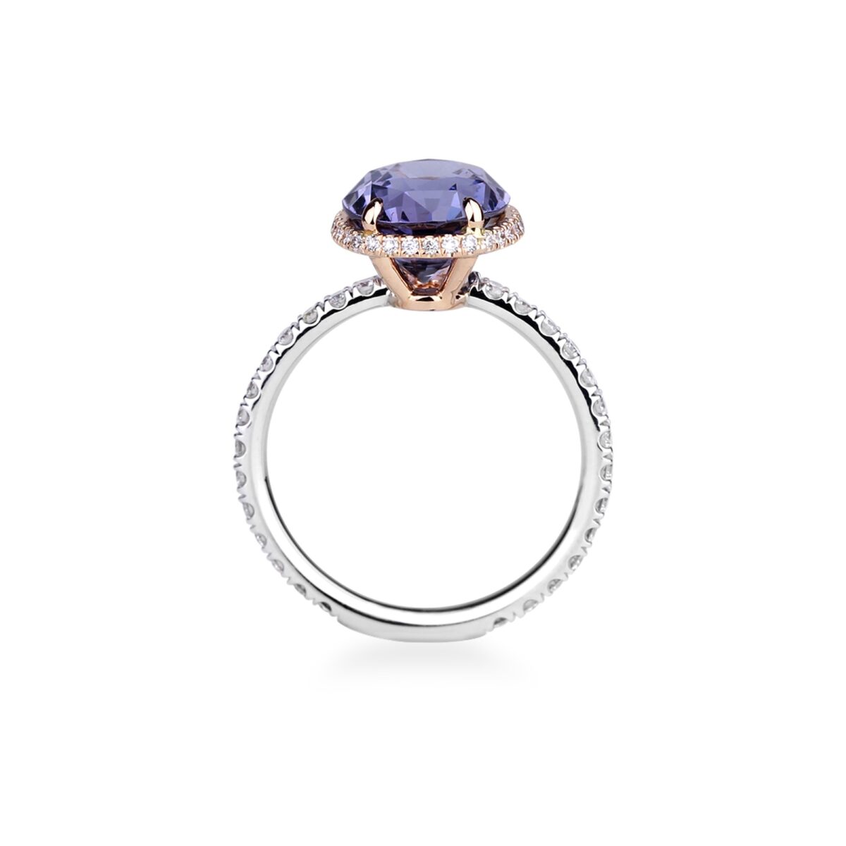 Bague spinelle parme et diamants Collection Crown