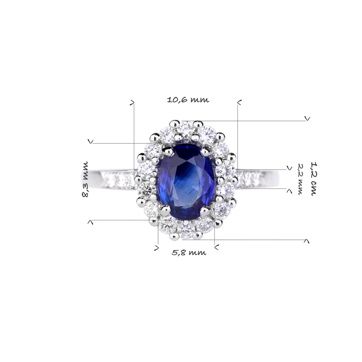 Bague de fiançailles saphir ovale à entourage