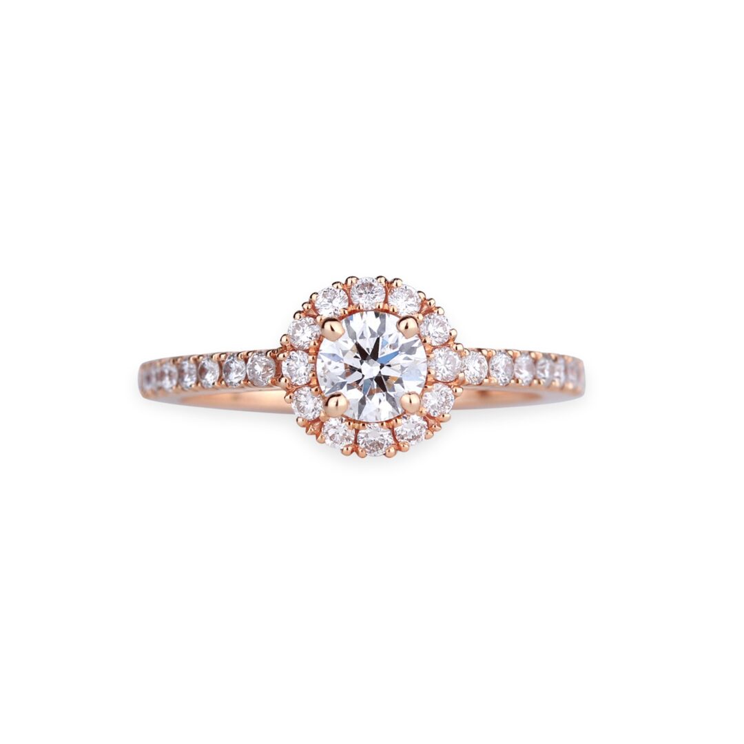 Solitaire diamants or rose
