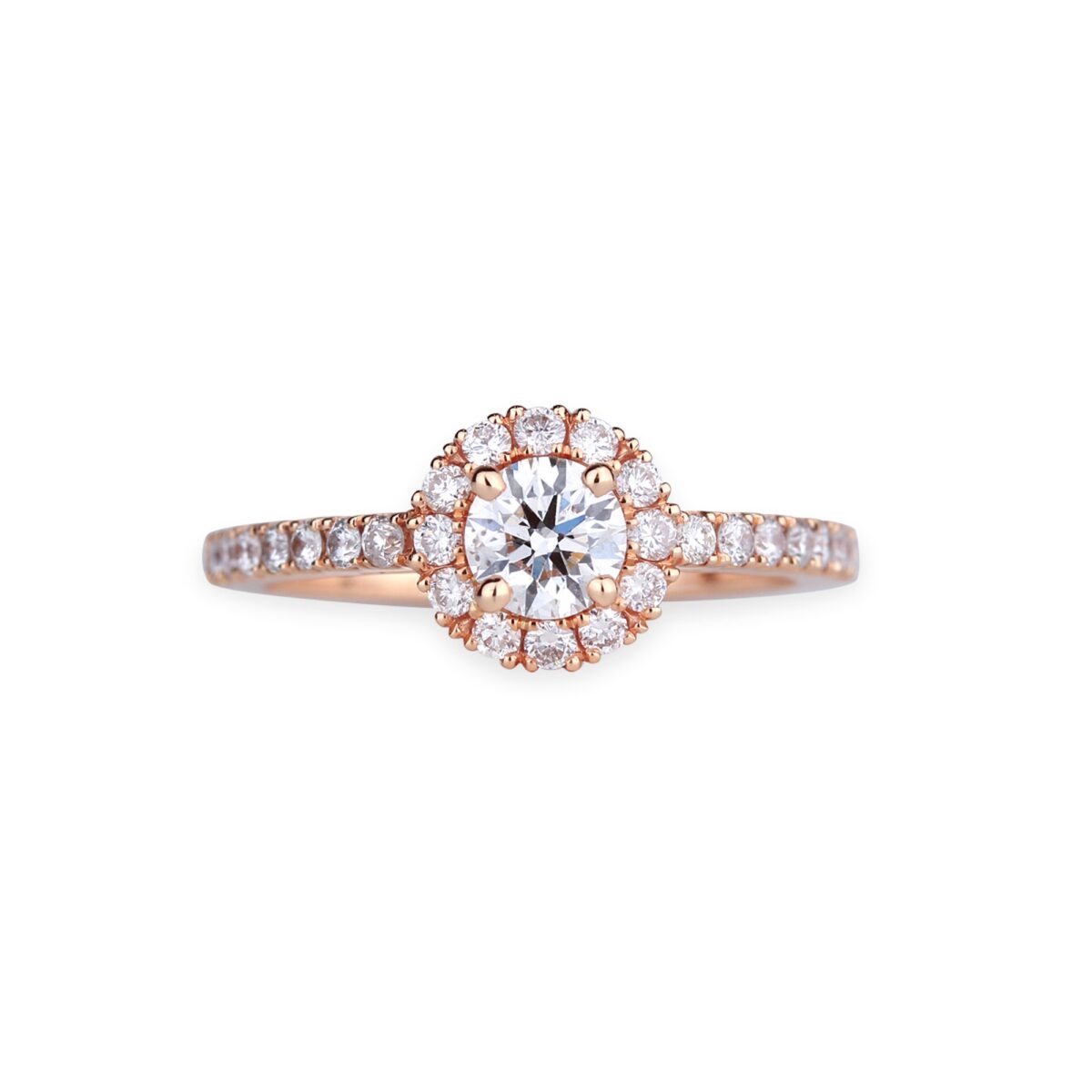 Solitaire diamants or rose