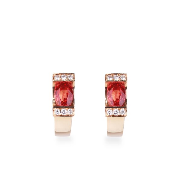 Boucles oreilles saphir orange diamants et or rose