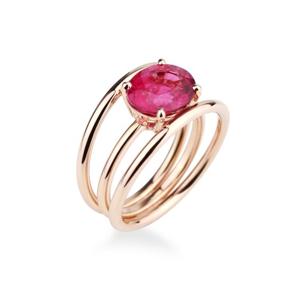 Bague tourmaline rose et or rose