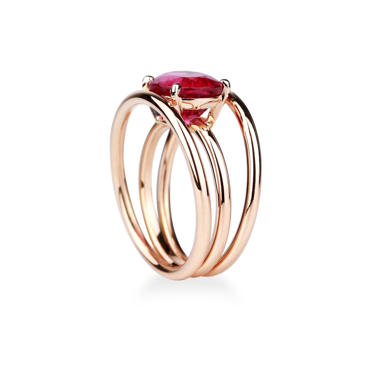 Bague tourmaline rose et or rose