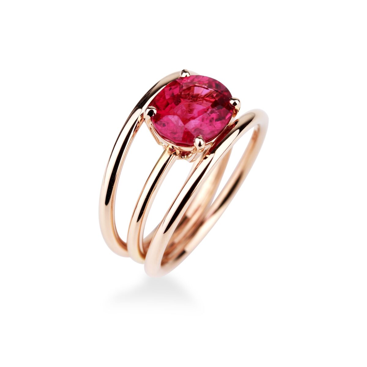 Bague tourmaline rose et or rose