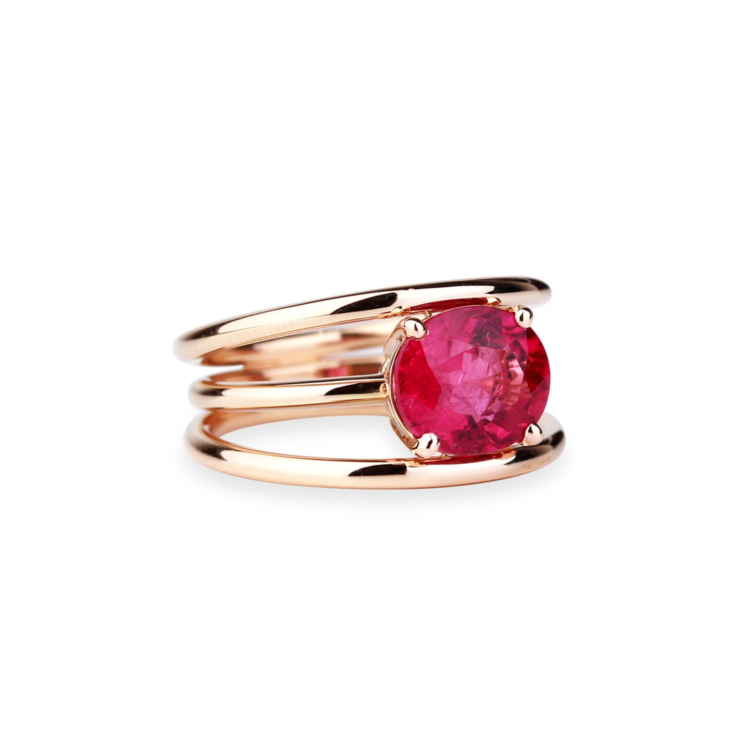 Bague Fleur En Argent 925 Avec Tourmaline Rose Et Zircon - Faite Main Sur Mesure