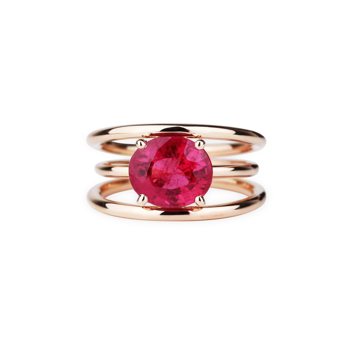 Bague tourmaline rose et or rose