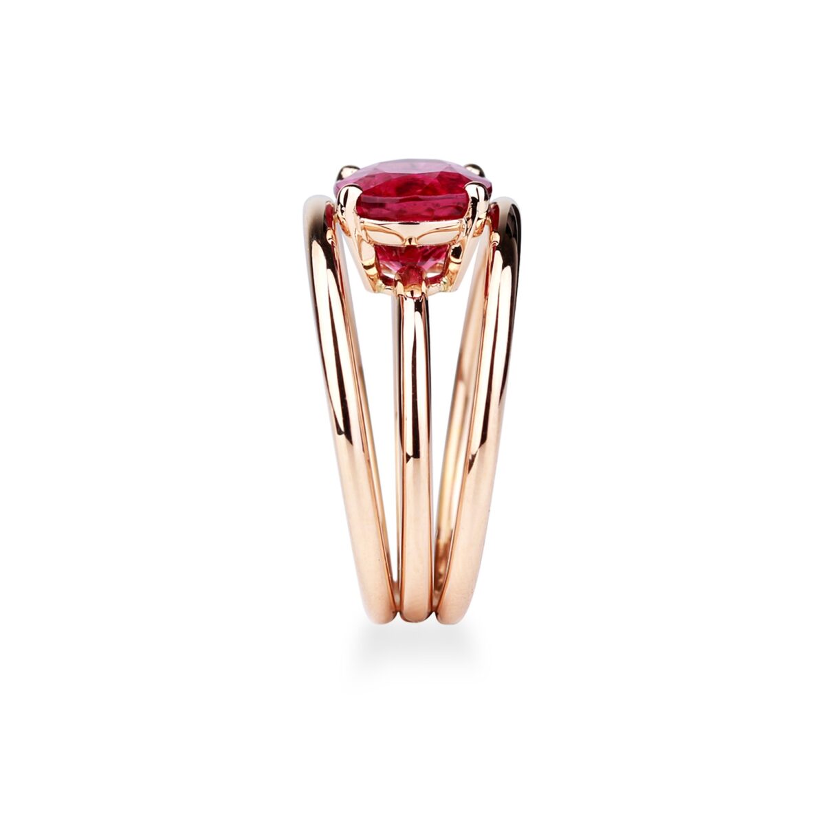 Bague tourmaline rose et or rose