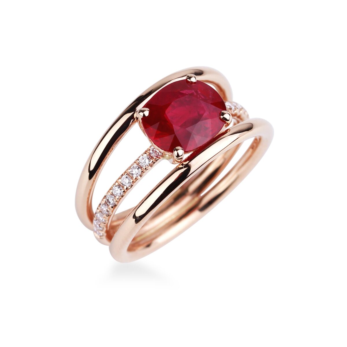 bague rubis et or rose