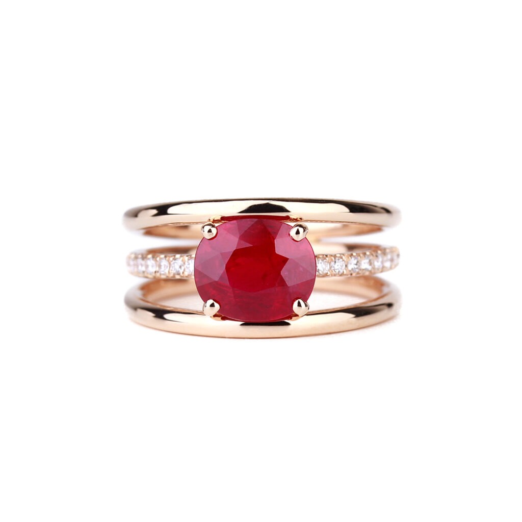 bague rubis et or rose