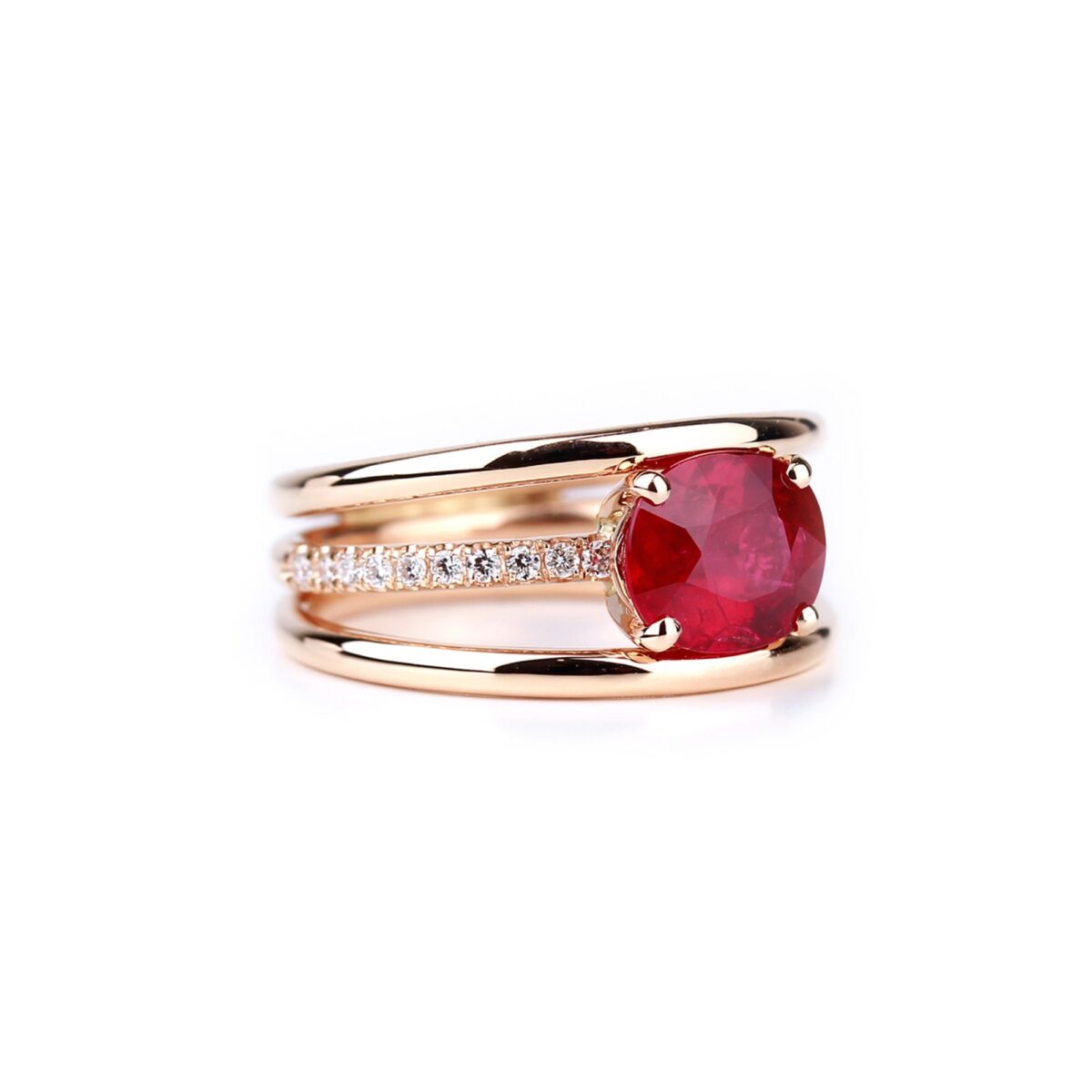 bague rubis et or rose