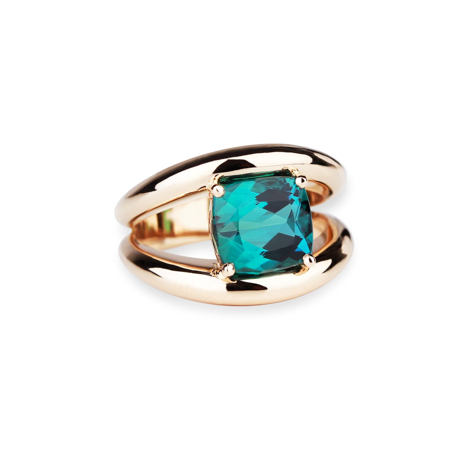 Bague tourmaline verte et or rose