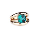 Bague tourmaline verte et or rose