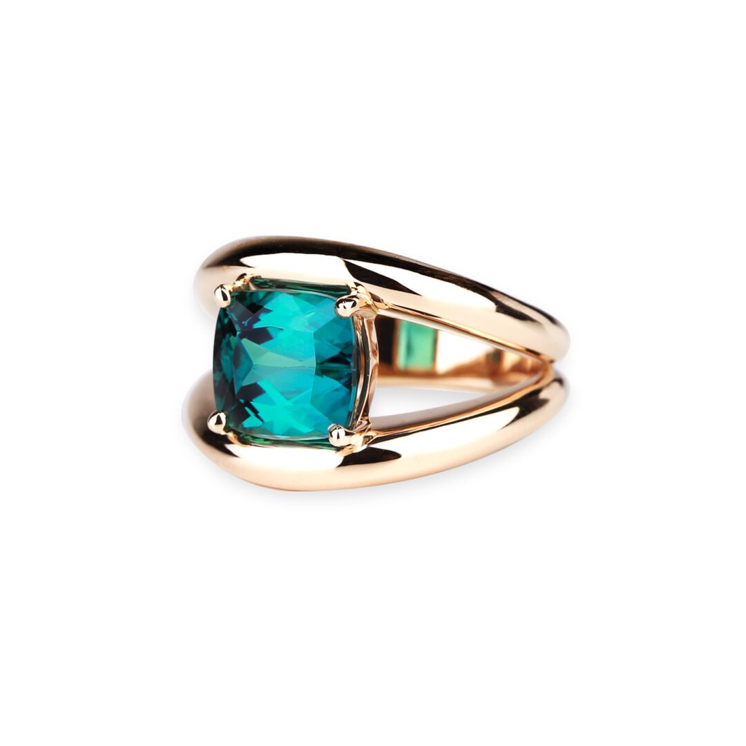 Bague tourmaline verte et or rose