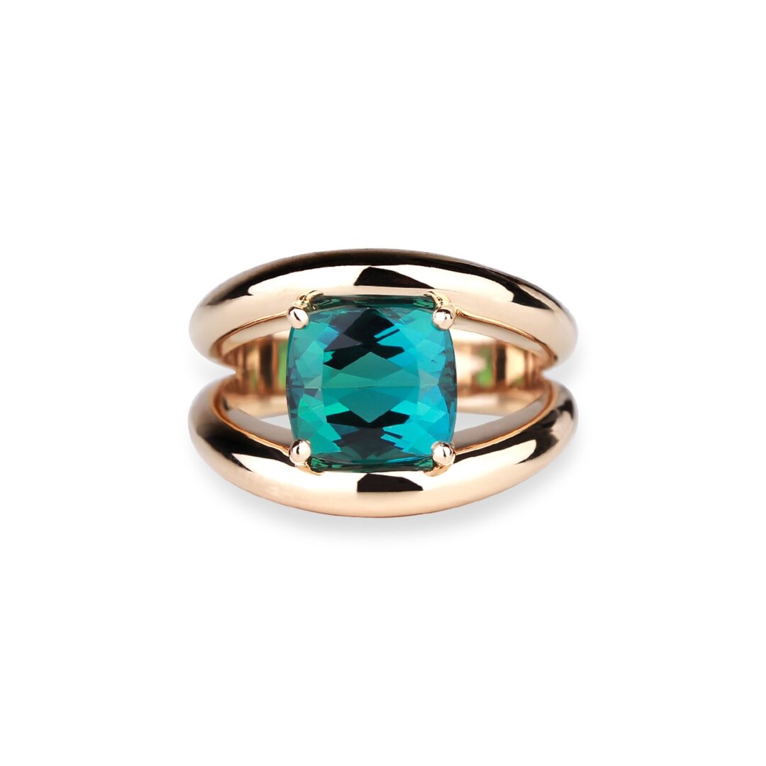 Bague tourmaline verte et or rose