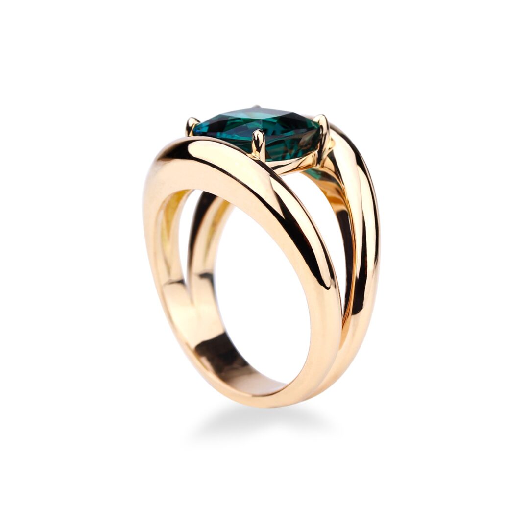 Bague tourmaline verte et or rose