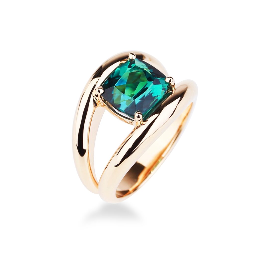 Bague tourmaline verte et or rose