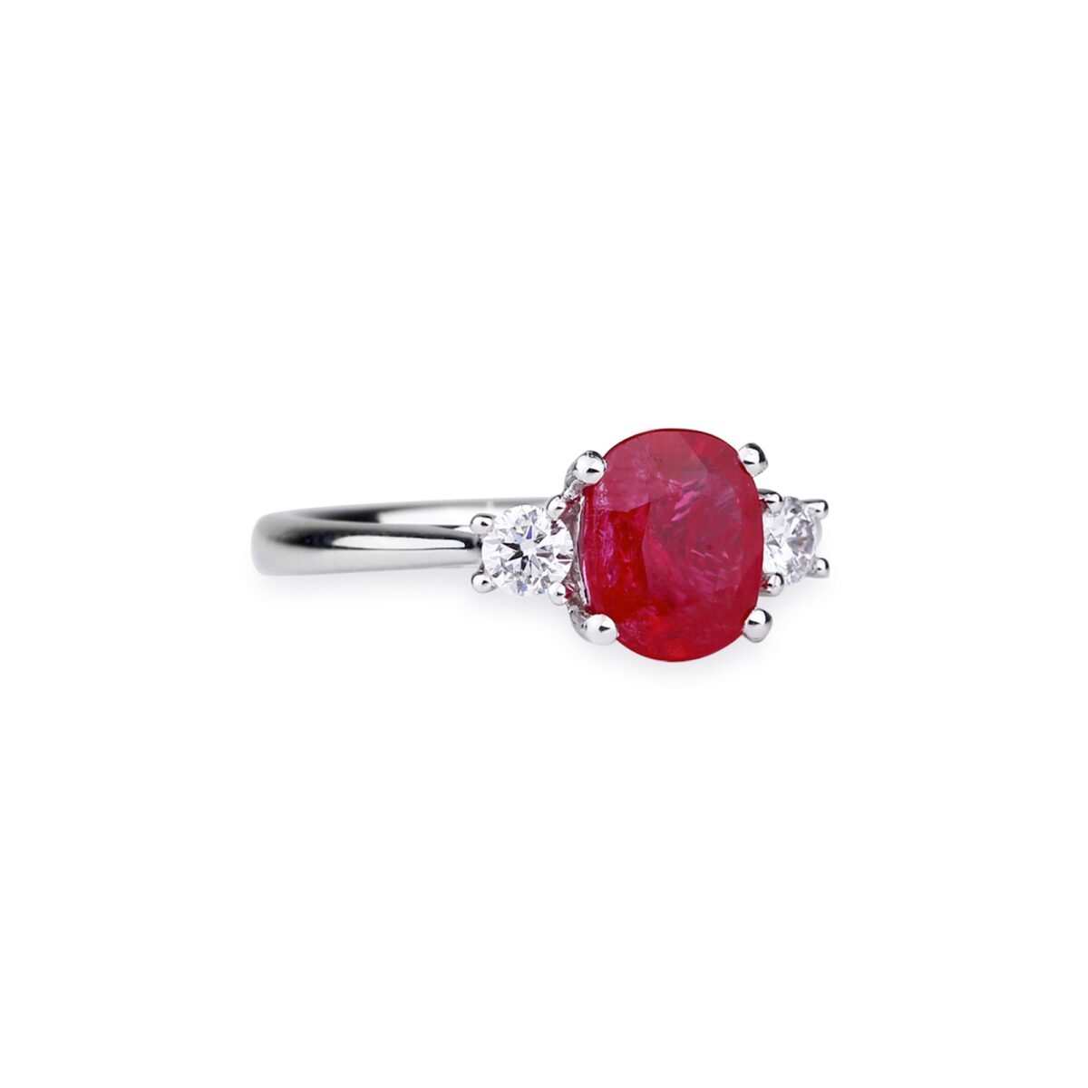 Bague fiançailles Rubis et diamants