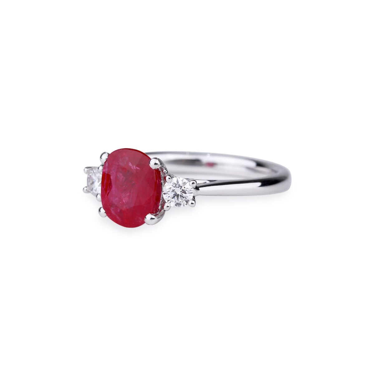 Bague fiançailles Rubis et diamants