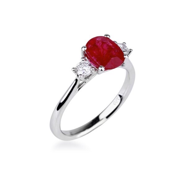 Bague fiançailles Rubis et diamants