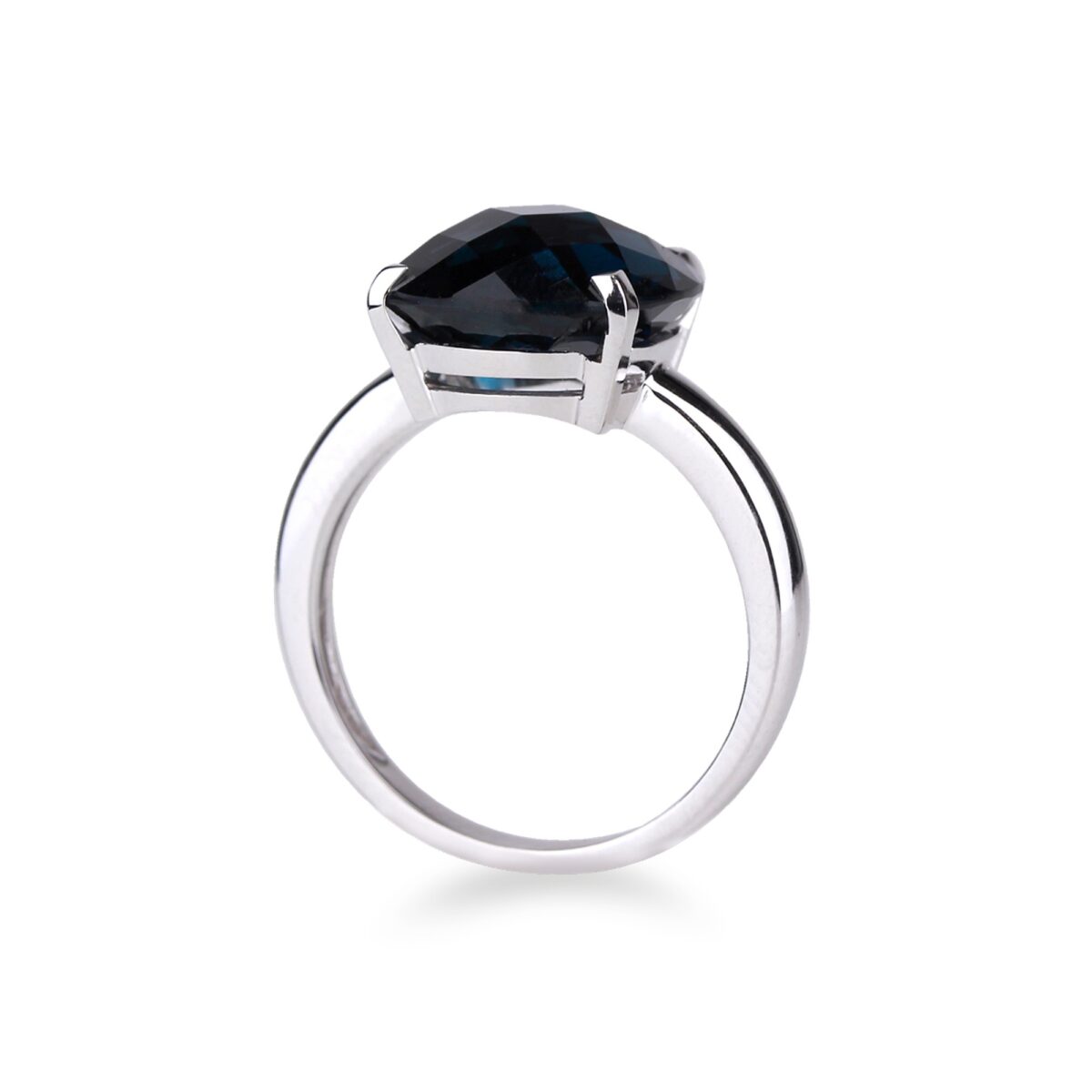 Bague topaze bleue et or blanc