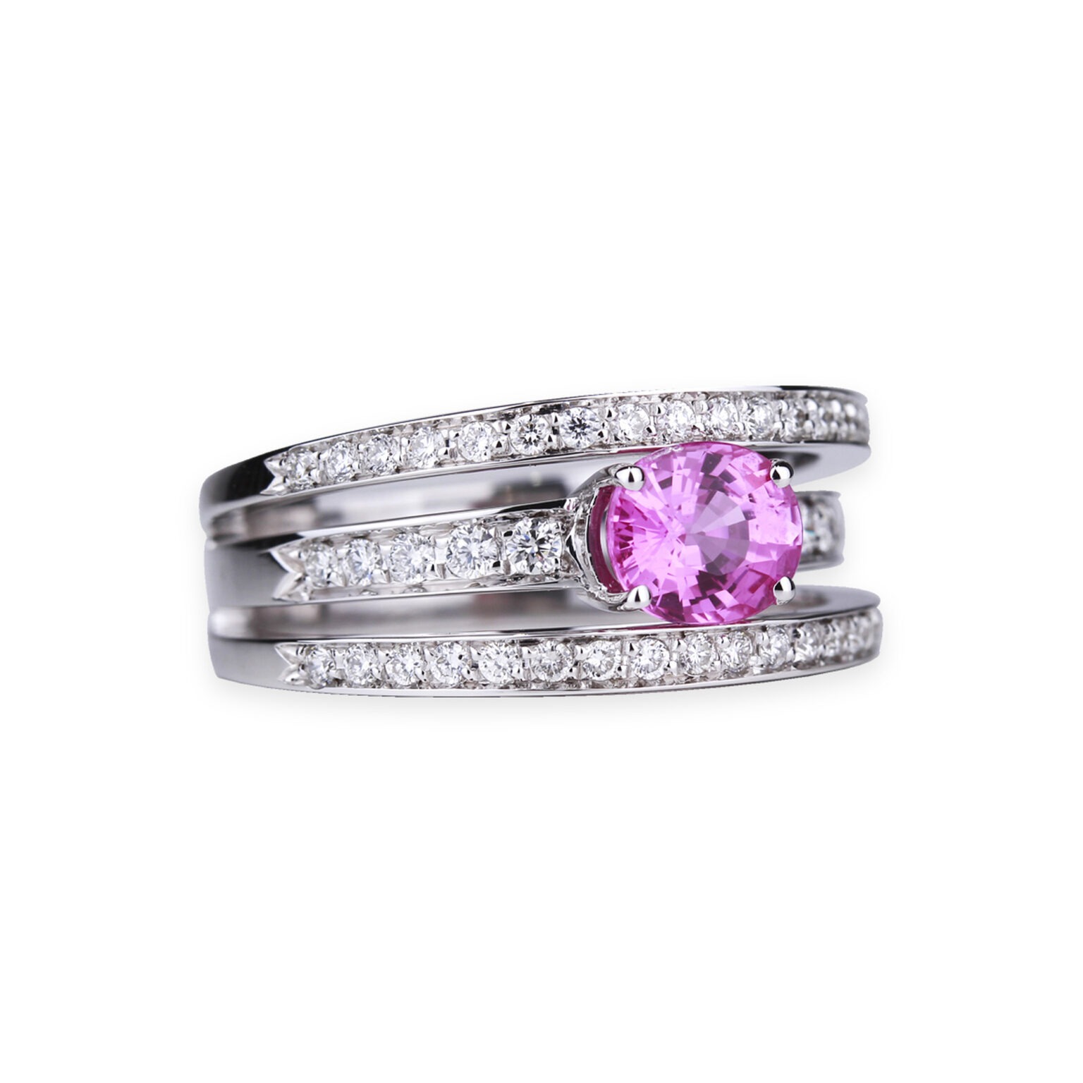 Bague Triple Or Blanc Saphir émeraude Diamant – Occasion Poinçon Tête D'aigle