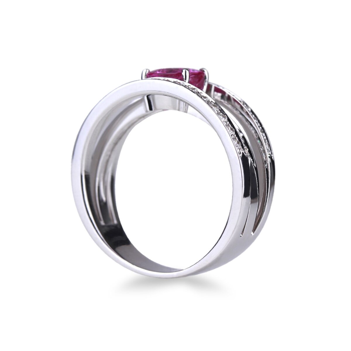 Bague triple saphir rose