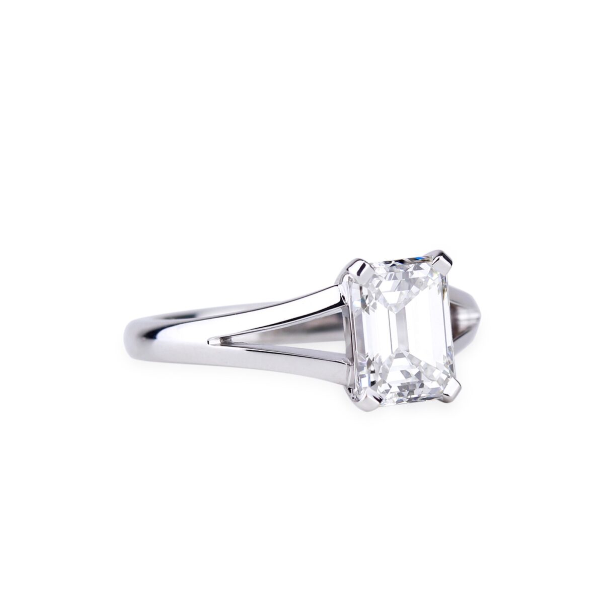 Solitaire diamant taille émeraude