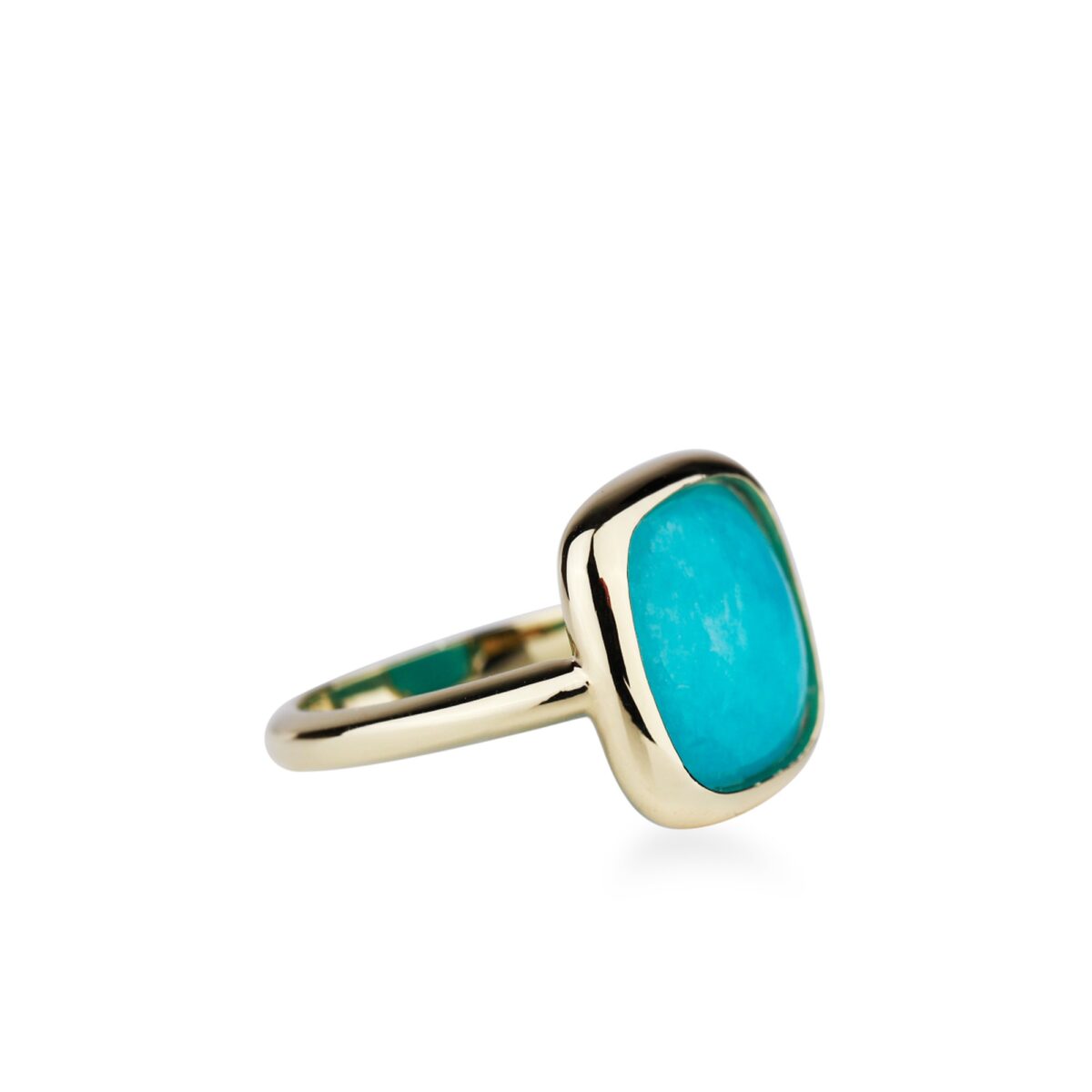 Bague amazonite et or jaune