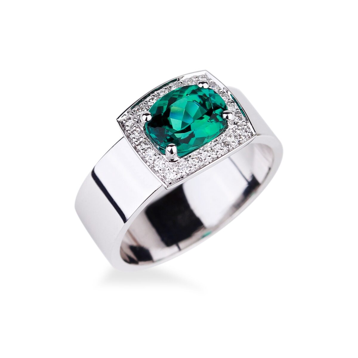 Bague tourmaline verte et diamants