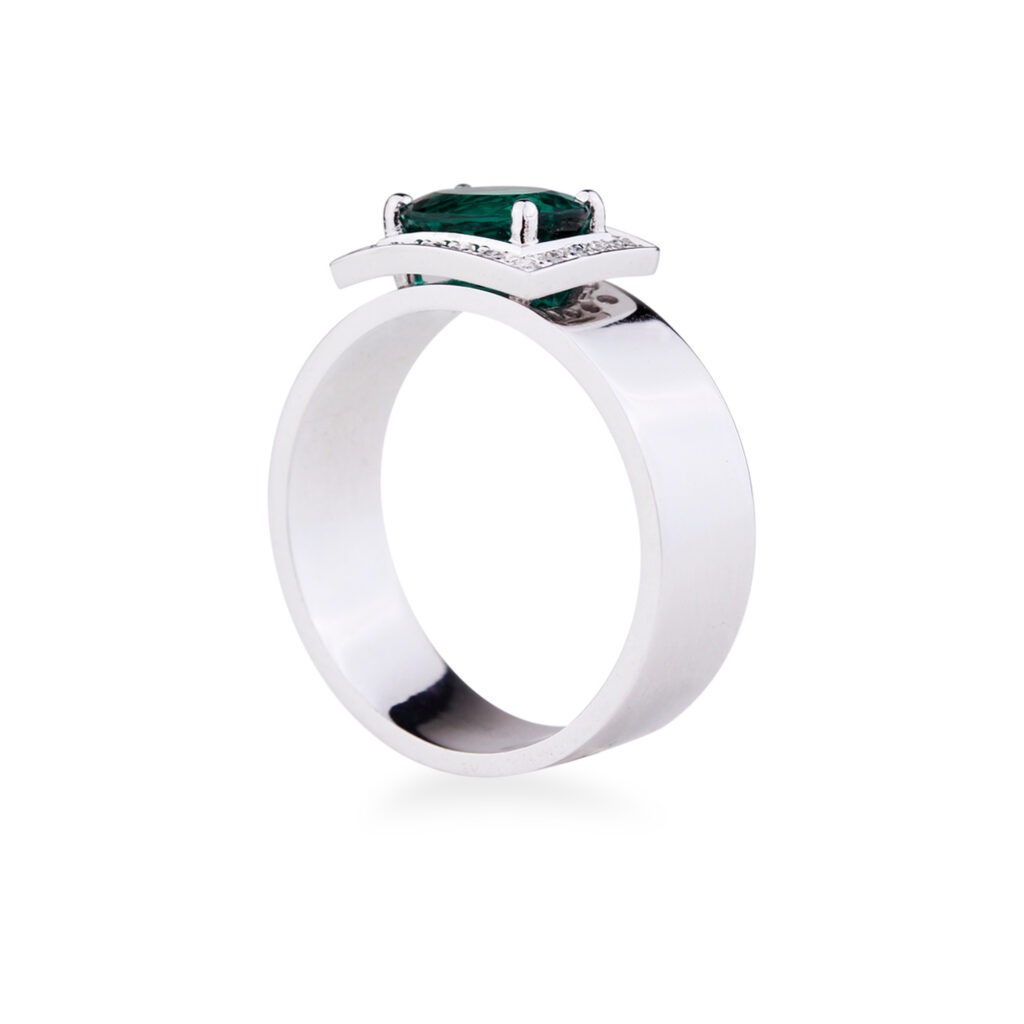 Bague tourmaline verte et diamants