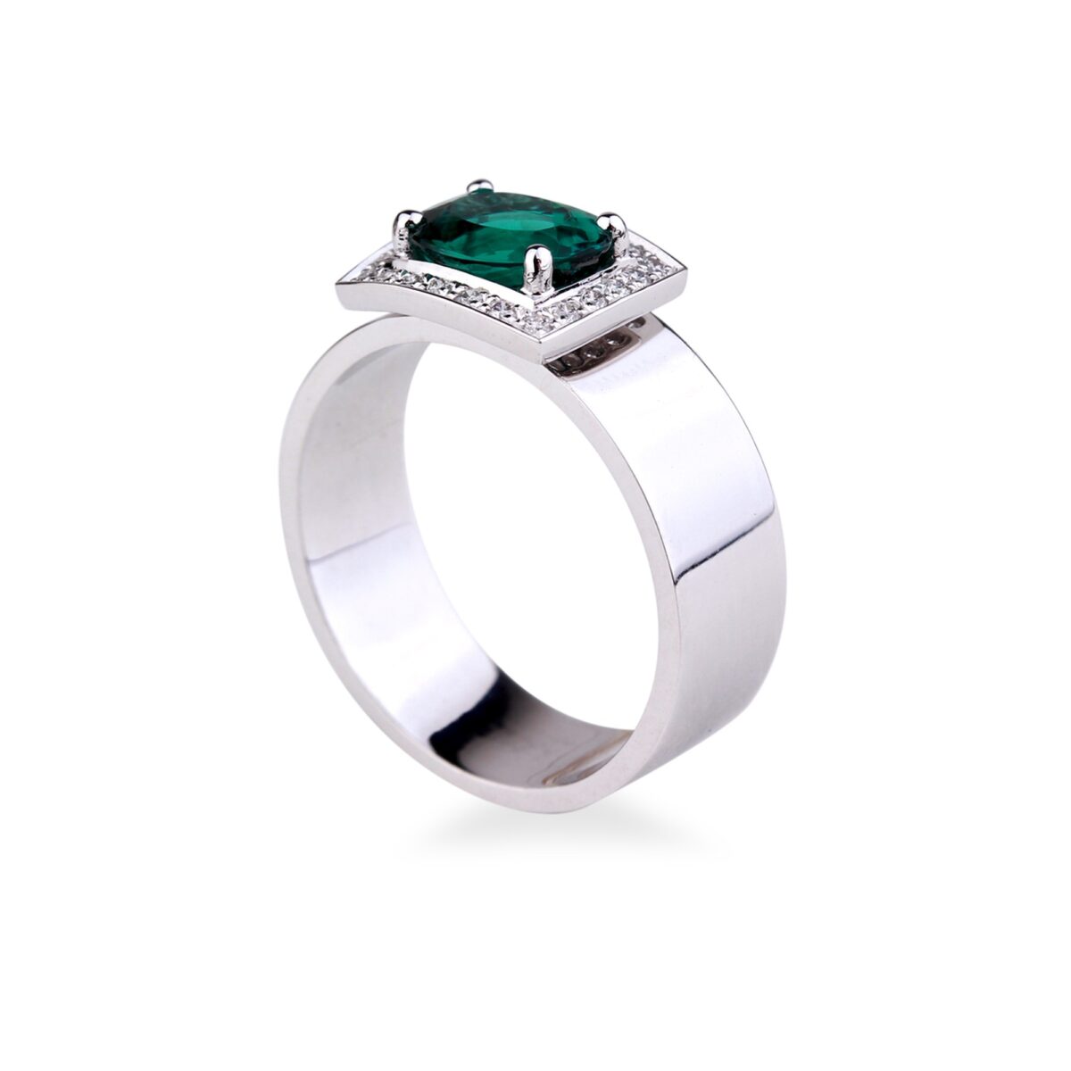 Bague tourmaline verte et diamants