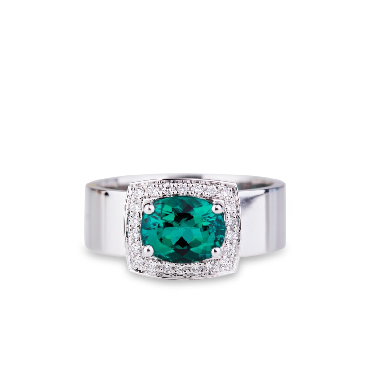 Bague tourmaline verte et diamants