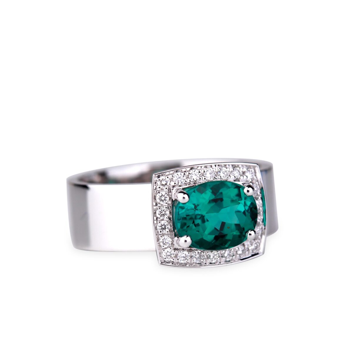 Bague tourmaline verte et diamants