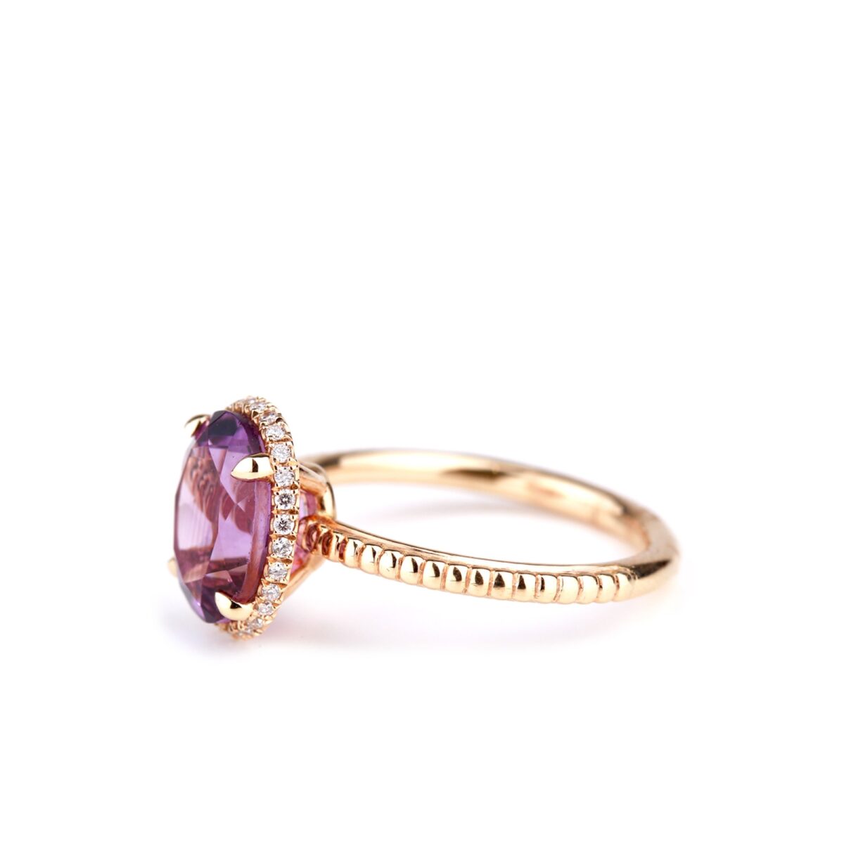 Bague améthyste or rose