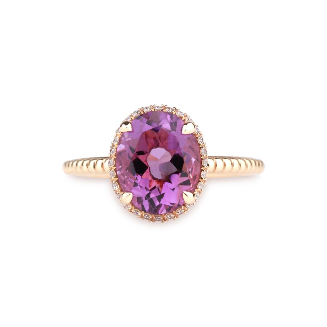 Bague améthyste or rose