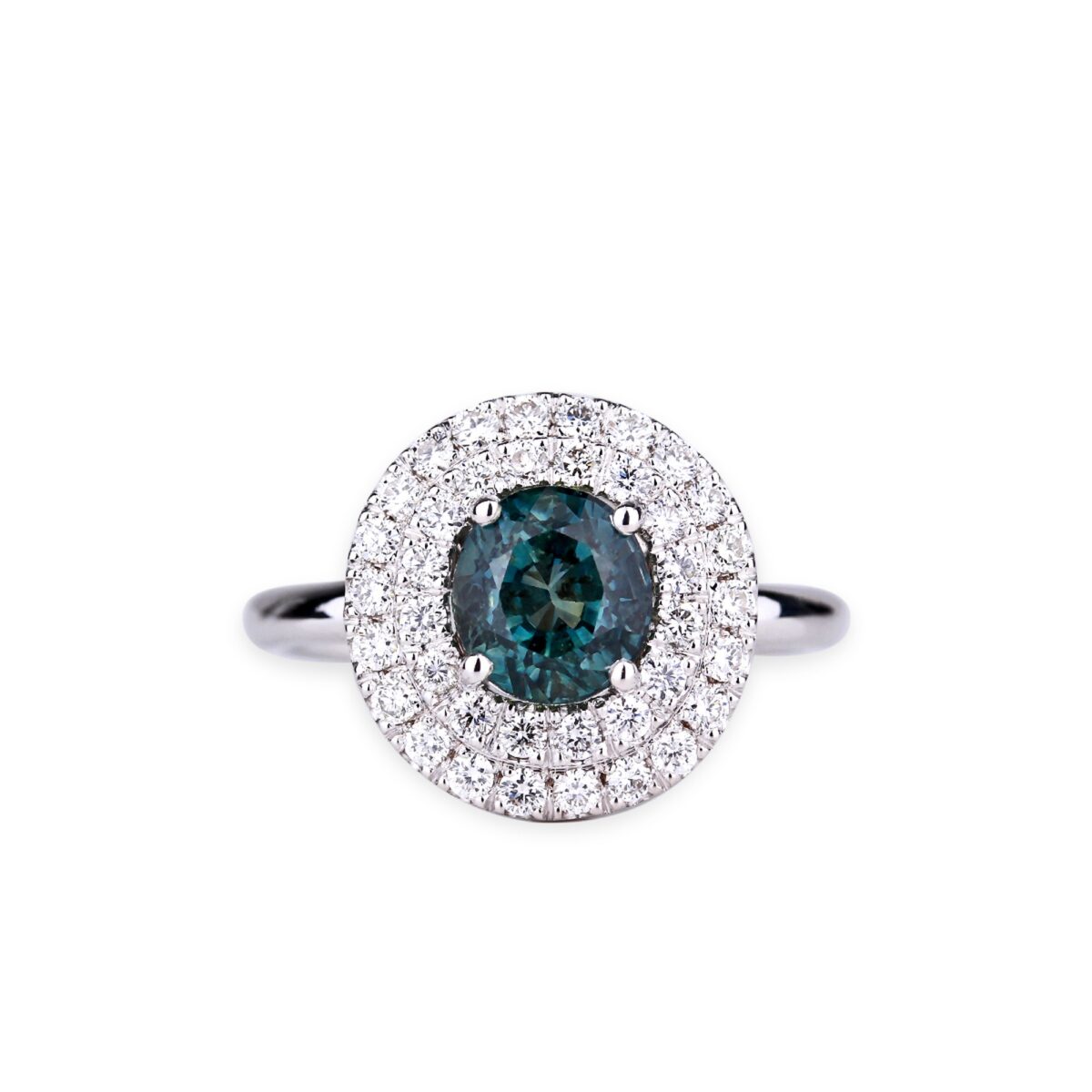 bague saphir vert double entourage