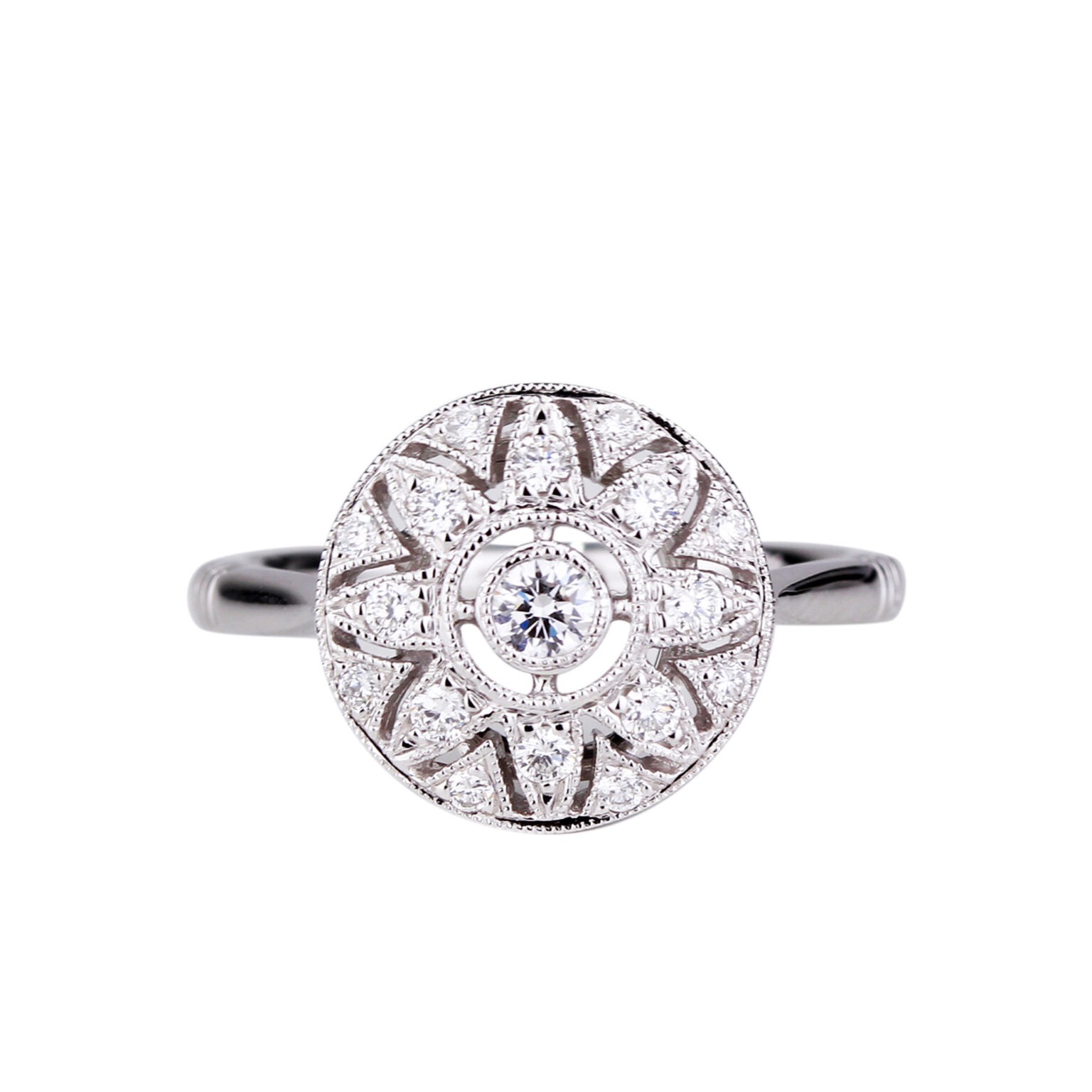 Solitaire diamant or blanc motif étoile