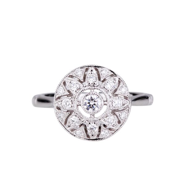 Solitaire diamant or blanc motif étoile