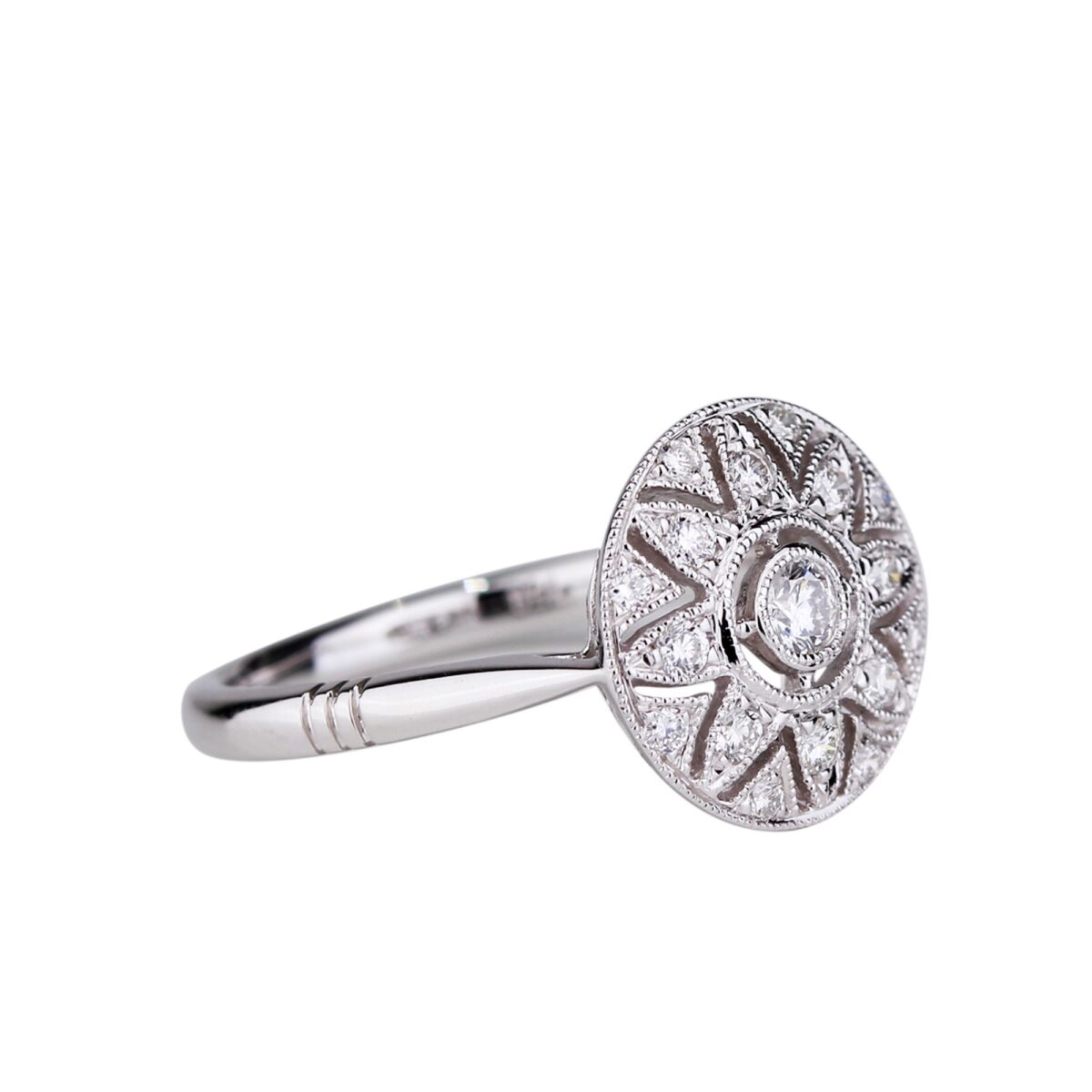 Solitaire diamant or blanc motif étoile